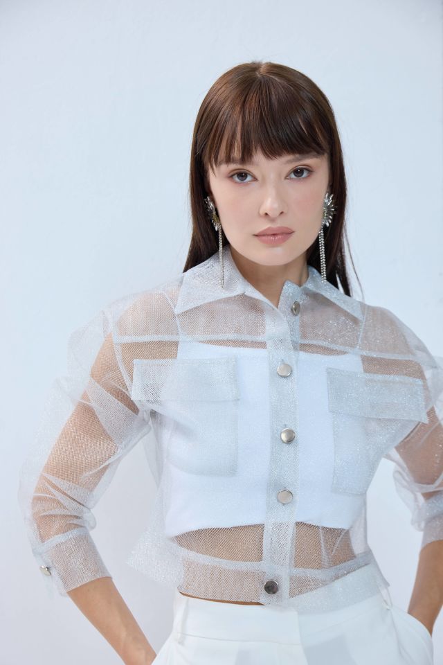 Tül Gömlek  - Gümüş