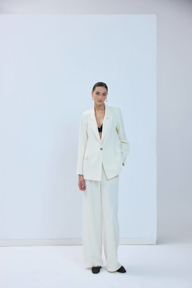 Palazzo Krep Pantolon - Ekru