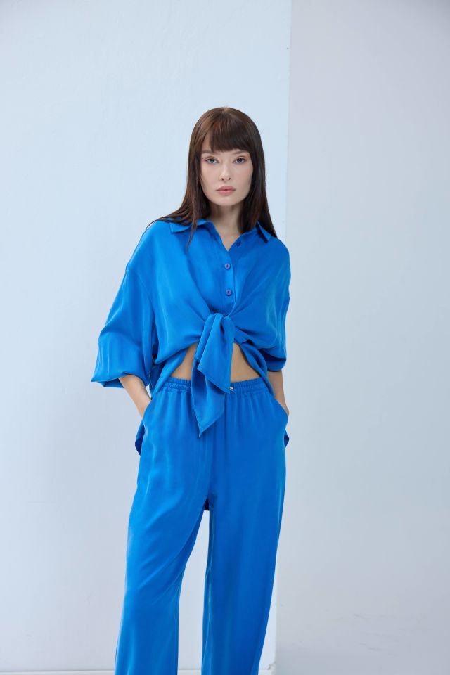 Rahat Kesim Tensel Gömlek - Mavi