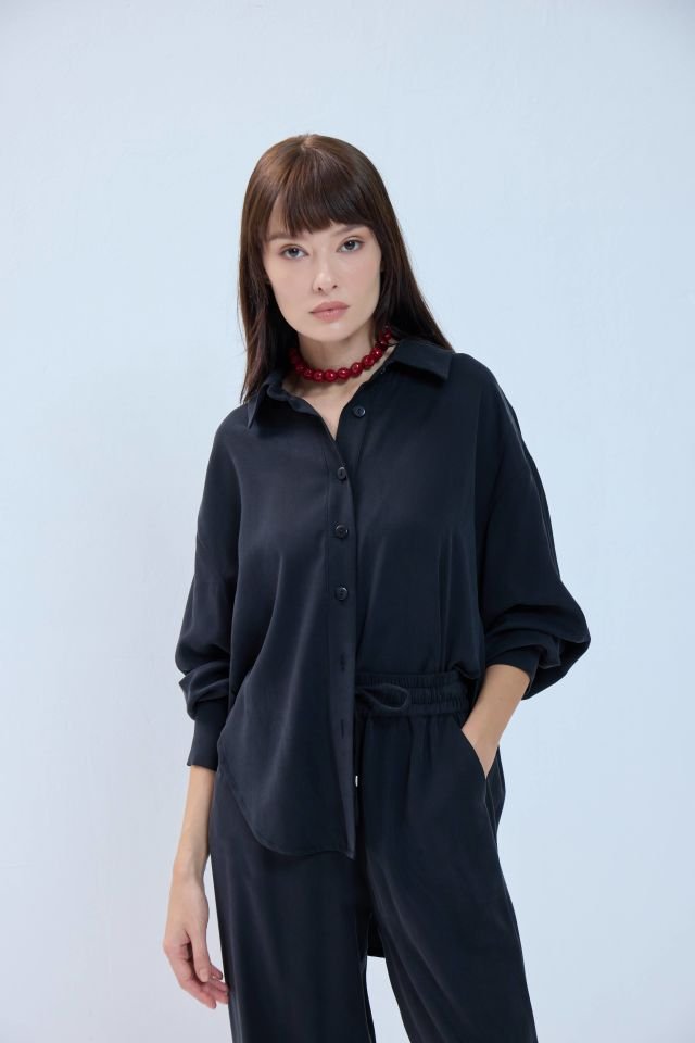 Rahat Kesim Tensel Gömlek - Antrasit