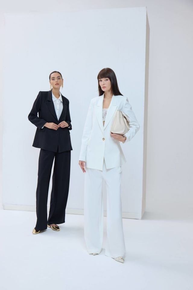 Palazzo Krep Pantolon - Siyah