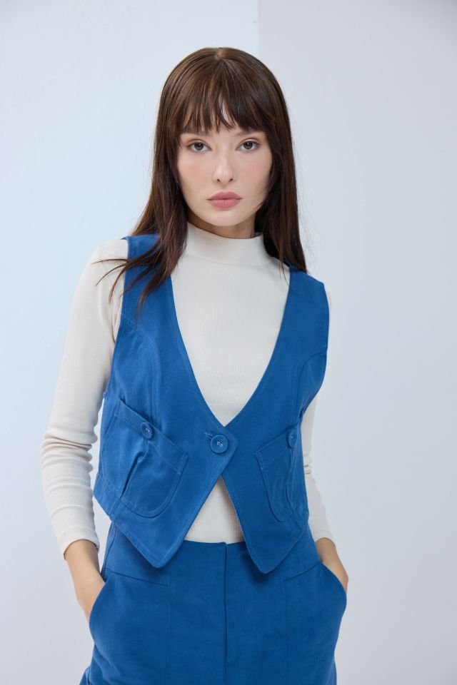 Kanvas Yelek - İndigo