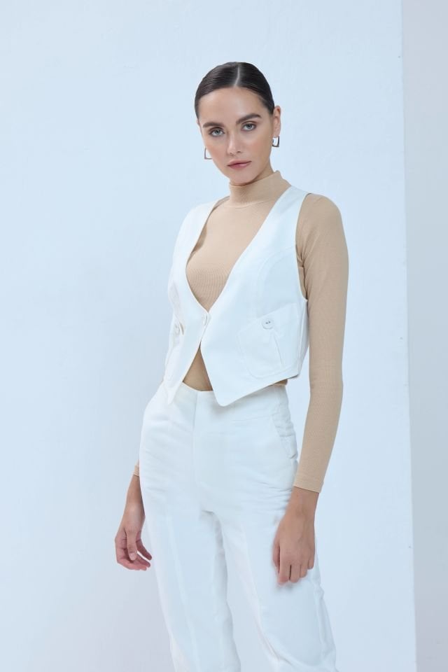 Kanvas Yelek - Beyaz