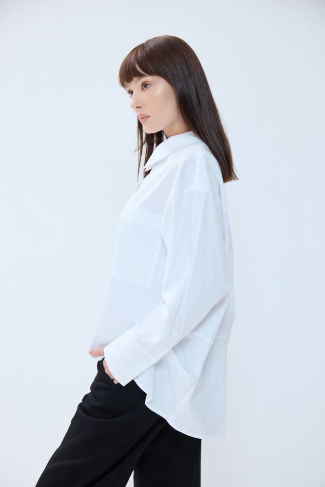 İstiridye Gömlek - Beyaz