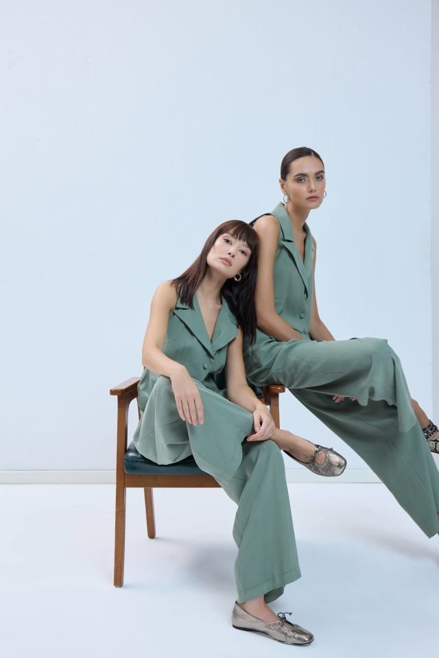 Palazzo Modal Pantolon - Yeşil