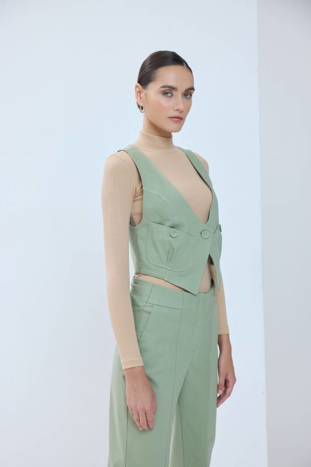 Kanvas Yelek - Yeşil