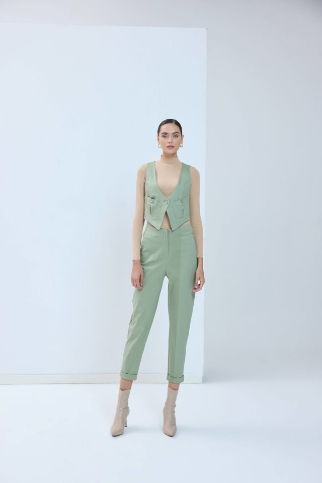 Kanvas Kalem Pantolon - Yeşil