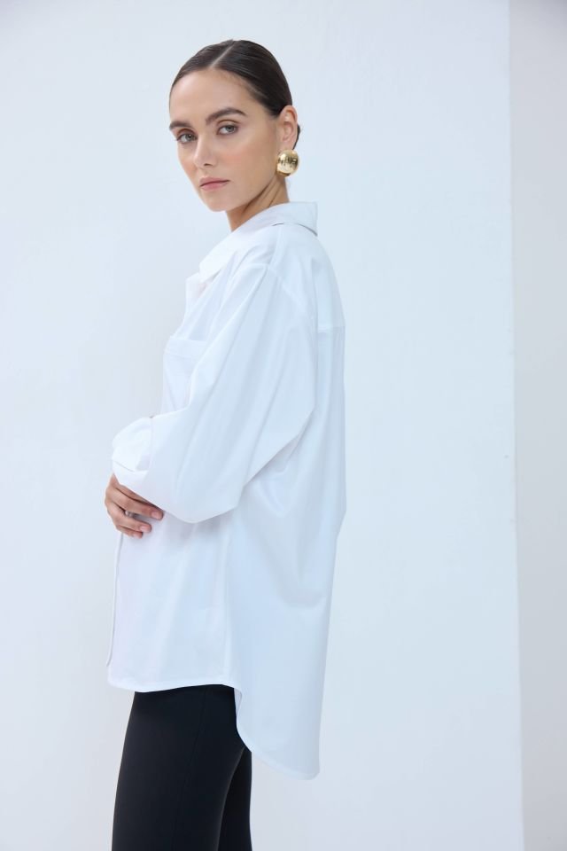 Klasik Robalı Gömlek - Beyaz