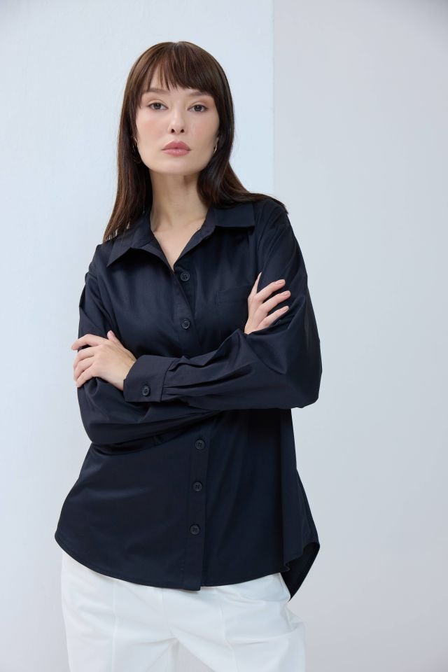 Klasik Robalı Gömlek - Siyah